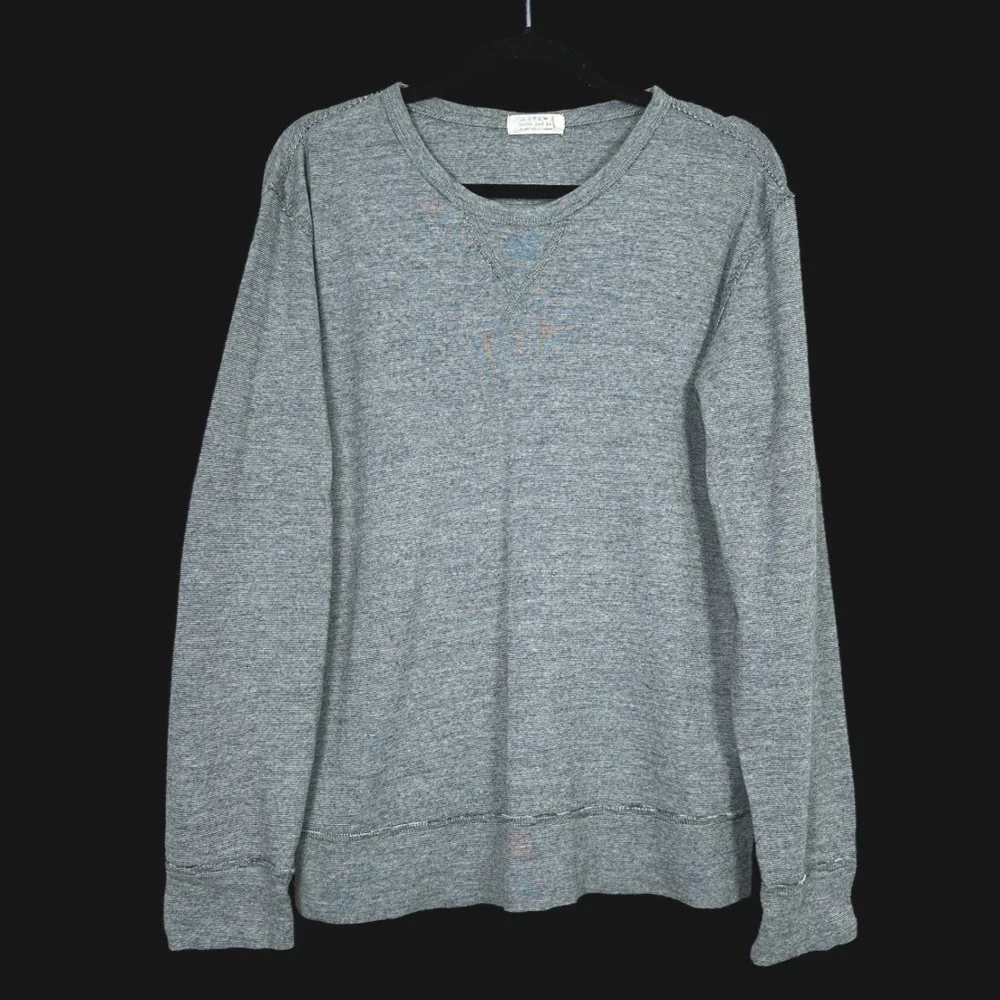 J. Crew Mens Twisted Jaspe Rib Sweatshirt Grey Cotton Long Sleeve Size‎ L